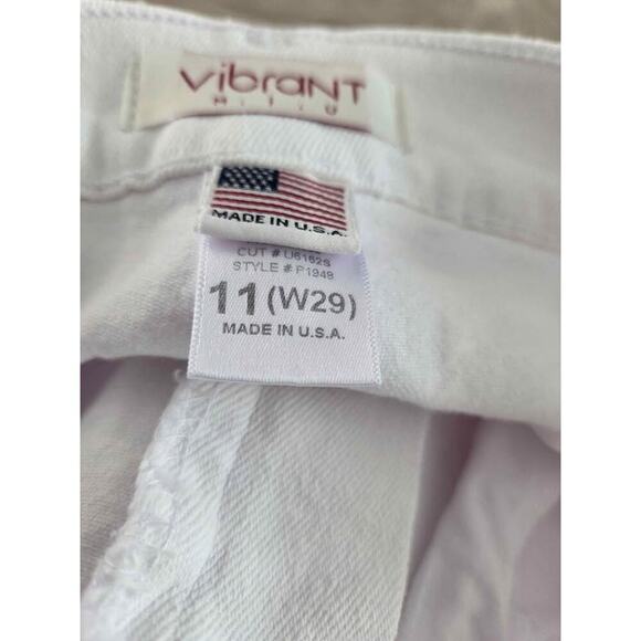 VIBRANT m.i.u Size11"Snow-Edge Fray White Denim Jeans" - Picture 4 of 5